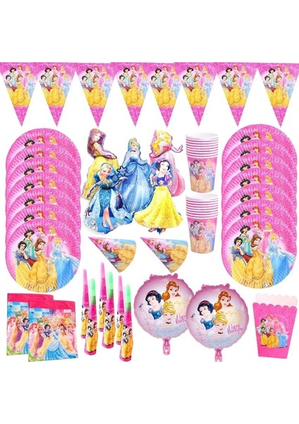 Prenses Damga Disney Prenses Tema Tek Kullanımlık Sofra Kız Doğum Günü Partisi Dekorasyon Kağıdı Tabaklar Bardak Afiş Çocuklar Bebek Duş Iyilik Seti (Yurt Dışından) fırsatları