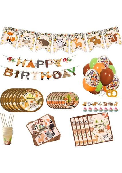 1 Adet Balon Woodland Orman Doğum Günü Partisi Dekorasyon Hayvan Hayvanat Bahçesi Tilki Aslan Fil Erkek Tek Kullanımlık Sofra Kek Topper (Yurt Dışından) fiyatları