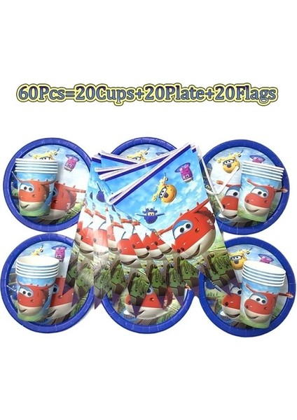 BPQ-60PCS Süper Kanatları Doğum Günü Partisi Süslemeleri Karikatür Uçak Tek Kullanımlık Sofra Plaka Bebek Duş Ev Dekorasyon Oyuncaklar Parti Malzemeleri (Yurt Dışından)