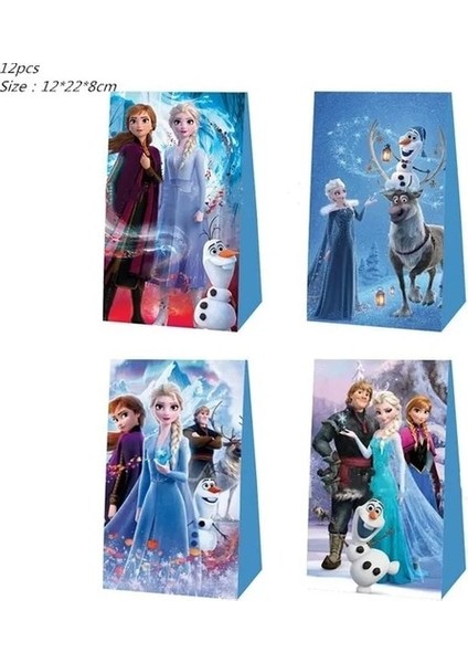Şeker Çantası 12 Adet Yeni Disney Elsa Anna Dondurulmuş 2 Parti Malzemeleri Kağıt Bardak Kağıt Tabaklar Masa Örtüsü Çocuk Kız Kar Kraliçesi Doğum Günü Partisi Dekor Setleri (Yurt Dışından)
