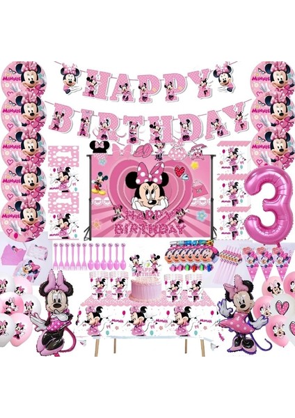 1 Takım G Minnie Mouse Doğum Günü Partisi Malzemeleri Tek Kullanımlık Sofra Minnie Fincan Plaka Balon Bebek Banyo Doğum Günü Partisi Dekorasyon (Yurt Dışından) fiyatları