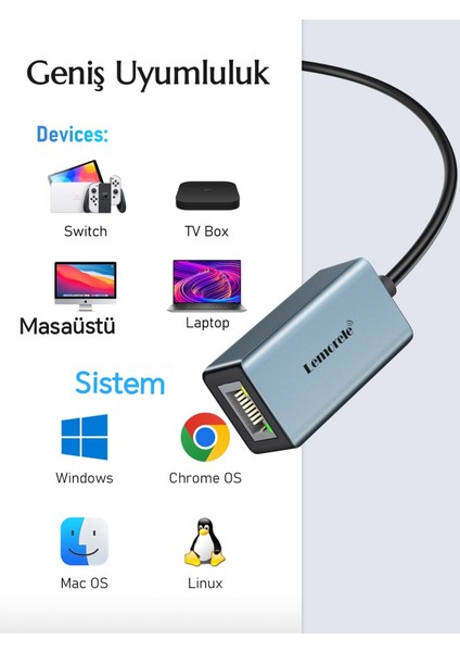 1000-Mbps RJ45 Ethernet Dönüştürücü Adaptör Usb 3.0 Ce Lisanslı Metal Sağlam Gigabit 1000Mbps RJ45 Ethernet Dönüştürücü Adaptör fiyatları