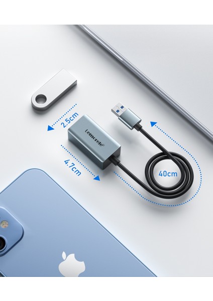 1000-Mbps RJ45 Ethernet Dönüştürücü Adaptör Usb 3.0 Ce Lisanslı Metal Sağlam Gigabit 1000Mbps RJ45 Ethernet Dönüştürücü Adaptör