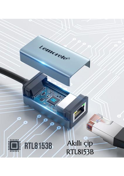 1000-Mbps RJ45 Ethernet Dönüştürücü Adaptör Usb 3.0 Ce Lisanslı Metal Sağlam Gigabit 1000Mbps RJ45 Ethernet Dönüştürücü Adaptör