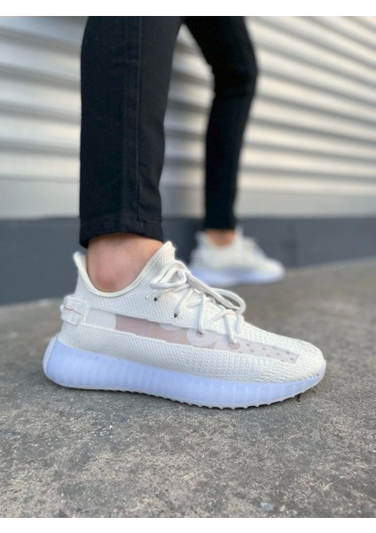 JY305 Pulse Bağcıklı Triko Kumaş Erkek Günlük Spor Ayakkabı Tbt - Beyaz