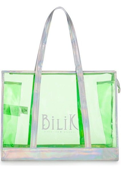 Şeffaf Yeşil Kadın Plaj Çantası Beach First