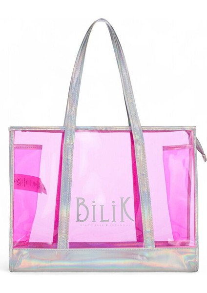 Şeffaf Pembe Kadın Plaj Çantası Beach First