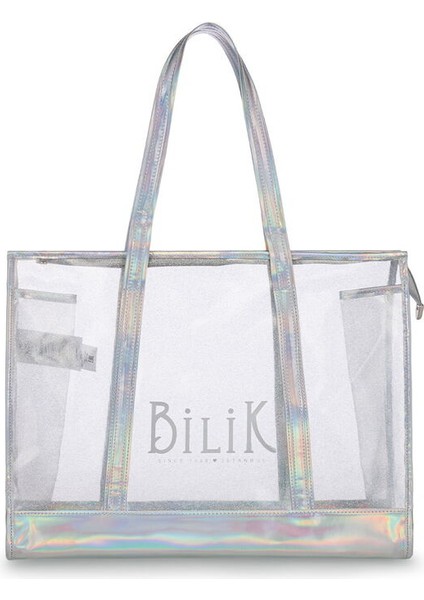 Şeffaf Lame Kadın Plaj Çantası Beach First