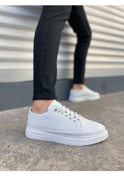 JY0535 Prime Bağcıklı Cilt Erkek Günlük Sneaker Ayakkabı Cbt - Beyaz