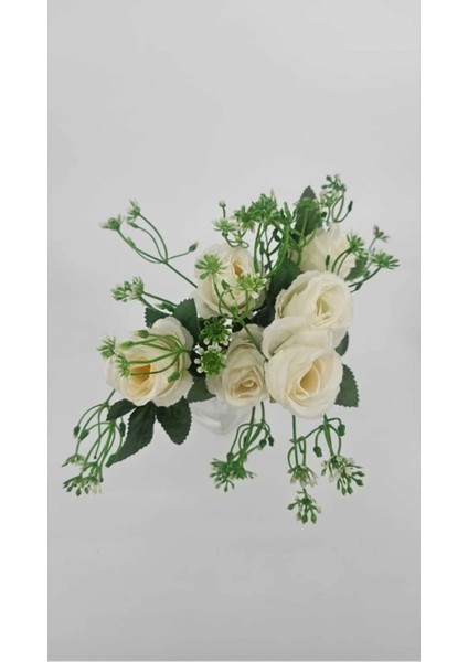 Beyaz Çok Katlı 6 Kafalı Gül Ev Dekor Saksı Vazo Süsü fiyatları