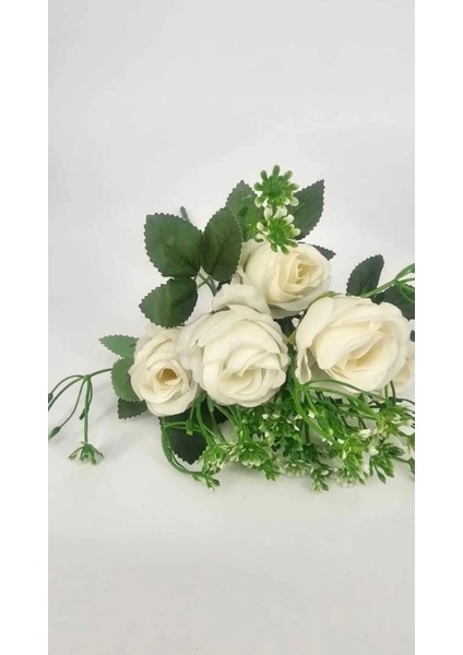 Beyaz Çok Katlı 6 Kafalı Gül Ev Dekor Saksı Vazo Süsü modelleri