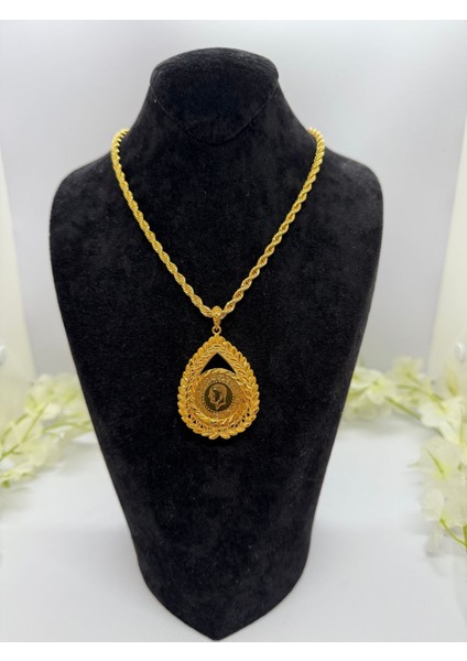 22 Ayar Altın Kaplama Arpa Tuğralı Set LVD509