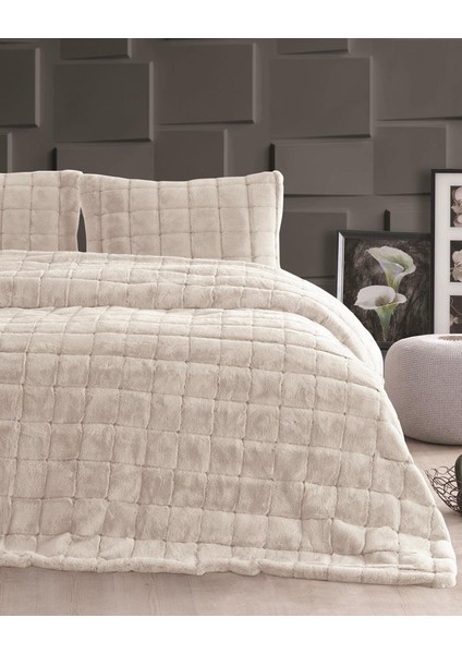 Luxe 3 Parça Çift Kişilik Yatak Örtüsü Seti Kutulu 230X250 Kareli Bej fiyatları