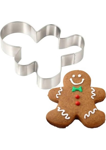 3 Parça Paslanmaz Metal Kurabiye Kalıbı Ginger Man Adam Kalıbı Insan Kalıbı
