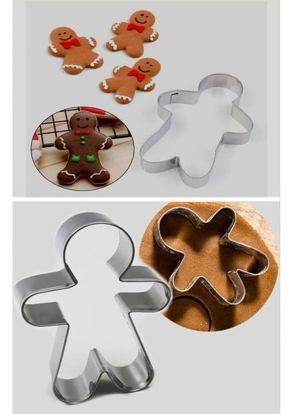 3 Parça Paslanmaz Metal Kurabiye Kalıbı Ginger Man Adam Kalıbı Insan Kalıbı fırsatları