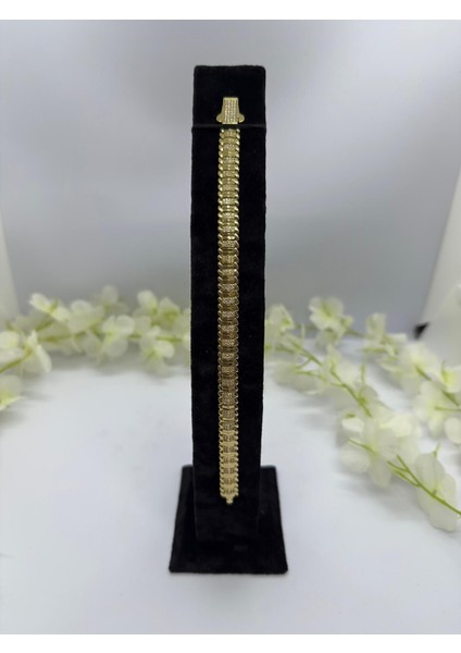 22 Ayar Altın Kaplama Zikzak Taşlı Set: Kolye ve Bileklik LVD529