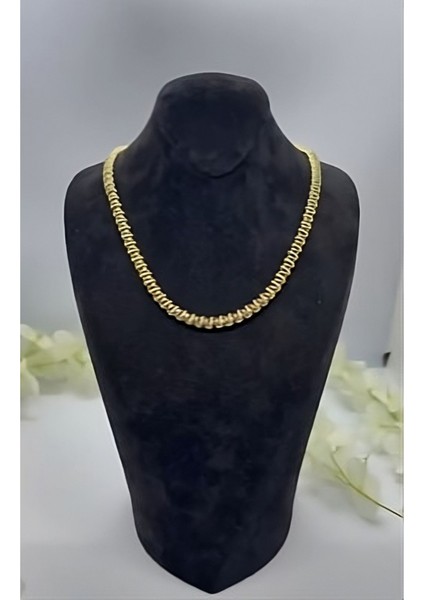 22 Ayar Altın Kaplama Zikzak Taşlı Set: Kolye ve Bileklik LVD529