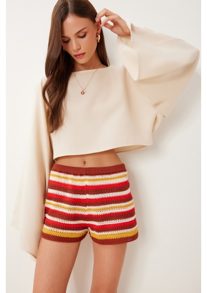 Yarasa Kollu Crop Müslin Bluz Krem HRG0001 modelleri
