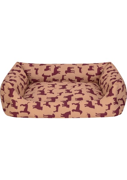 Uniform Bej-Bordo Köpek Yatağı M 60X70CM Sptgl