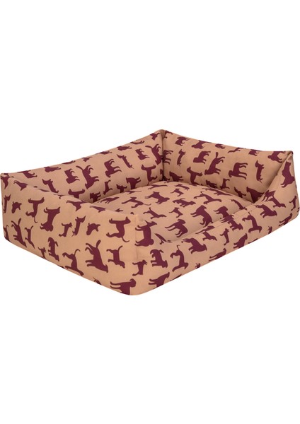 Uniform Bej-Bordo Köpek Yatağı M 60X70CM Sptgl