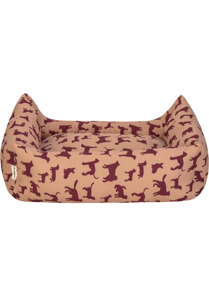 Uniform Bej-Bordo Köpek Yatağı M 60X70CM Sptgl