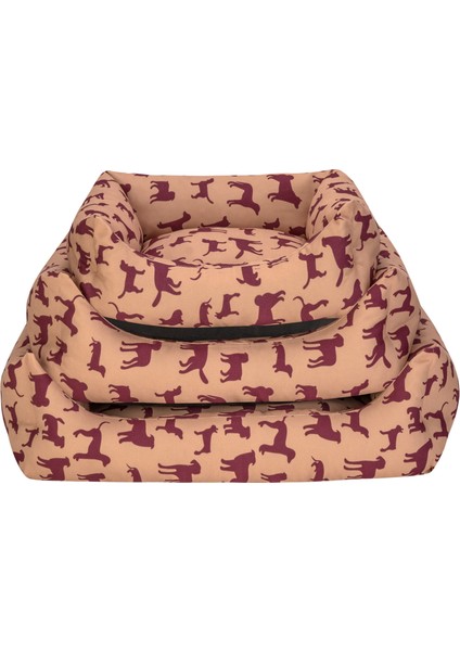 Uniform Bej-Bordo Köpek Yatağı M 60X70CM Sptgl