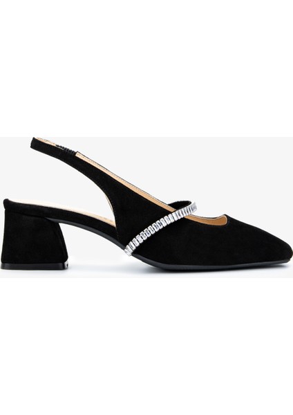 Kadın Hakiki Deri Siyah Süet Topuklu Ayakkabı 1027 254 Bn Ayk Y25 Sıyah Suet