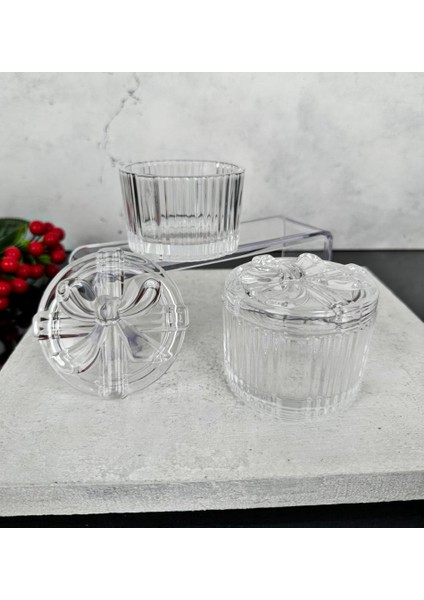 Fiyonk Model Kapaklı Cam Kutu Şekerlik Yuvarlak indirimleri