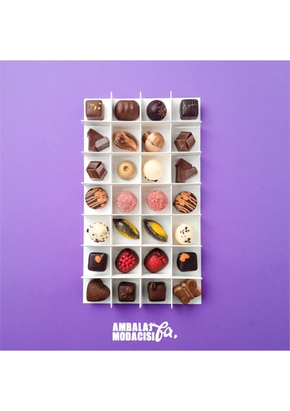 Chocolate Box ( 10 Adet ) 2020 Model 28 Gözlü Çikolata Kutusu ( 21X32X3,5 cm ) modelleri
