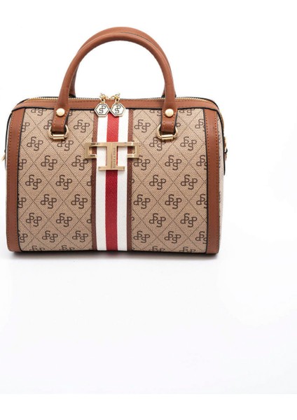 Kadın Omuz Çantası 1091-45897 Sılver Polo Bayan Çantası C178 Koyu Bej-Mat Taba