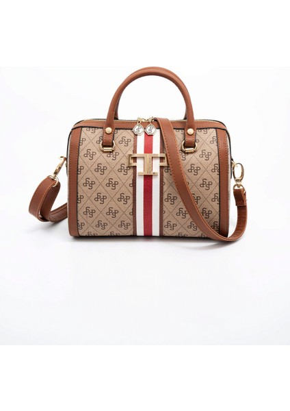 Kadın Omuz Çantası 1091-45897 Sılver Polo Bayan Çantası C178 Koyu Bej-Mat Taba indirimleri