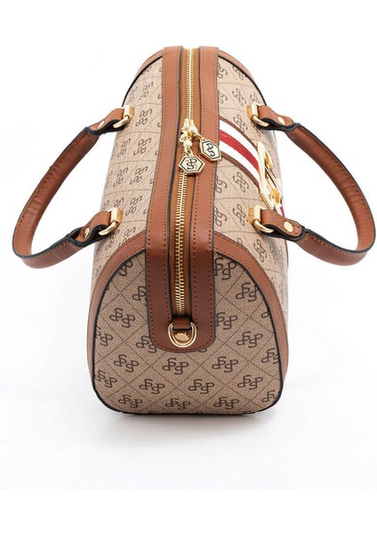 Kadın Omuz Çantası 1091-45897 Sılver Polo Bayan Çantası C178 Koyu Bej-Mat Taba