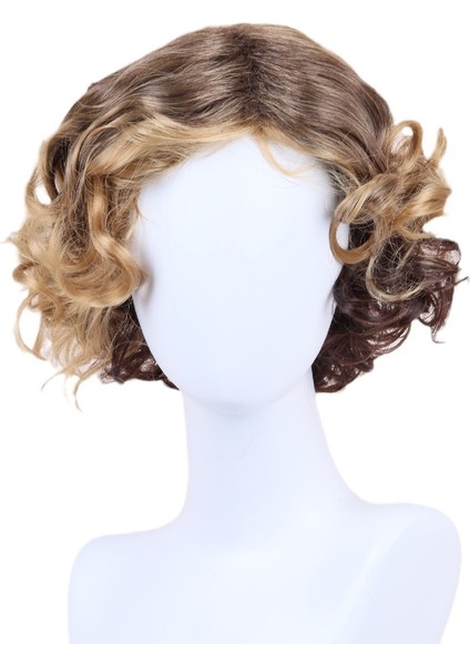 Avrupa ve Amerika Birleşik Devletleri Erkek Perukları Eğik Patlama Kısa Kıvırcık Saç Sarışın Başlık (Yurt Dışından)