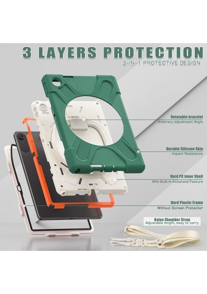 Lenovo Tab 10.1 2025 / Zhaoyang K10C Için Hibrit Tablet Kılıfı (Yurt Dışından) modelleri