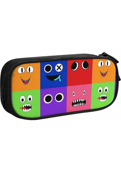 Gökkuşağı Arkadaşlar Kalem Case Yeni Izgara Yüz Karakterleri Video Oyunu Kalem Kutusu Çanta Kızlar Erkekler Büyük Kapasite Okul Malzemeleri Hediye Color: Siyah (Yurt Dışından)