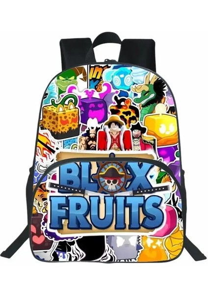 Blox Meyveler Birincil ve Ortaokul Öğrencileri Için Şeytan Meyve Sırt Çantası Anaokulu Unısex Çift Omuz Çantası Erkek Model Renk: Yuvarlak Ön Çanta -10+16 Inç (Yurt Dışından)