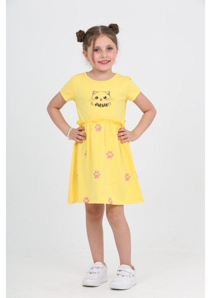 Kız Çocuk Kedi Baskılı Elbise fiyatları