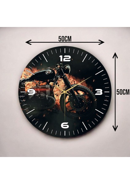 Renkli Baskı Motor Desenli Sayılı Hediyelik Ahşap Sessiz Duvar Saati 45CM modelleri