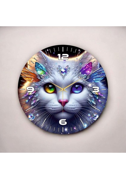 Renkli Baskı Kedi Çocuk Desenli Sayılı Hediyelik Ahşap Sessiz Duvar Saati 50CM fiyatları