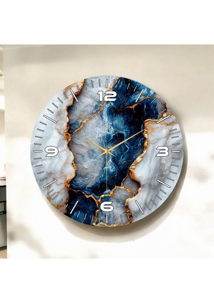 Renkli Baskı Desenli Sayılı Hediyelik Ahşap Sessiz Duvar Saati 45CM