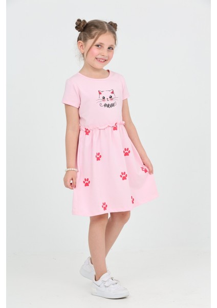 Kız Çocuk Kedi Baskılı Elbise fiyatları