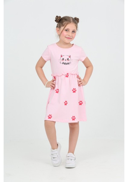 Kız Çocuk Kedi Baskılı Elbise indirimleri