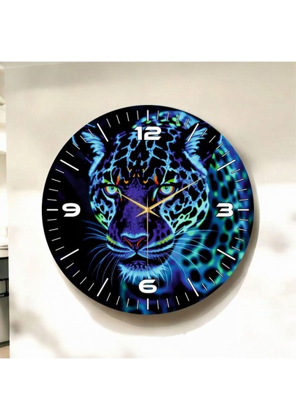 Renkli Baskı Hayvan Desenli Sayılı Hediyelik Ahşap Sessiz Duvar Saati 45CM