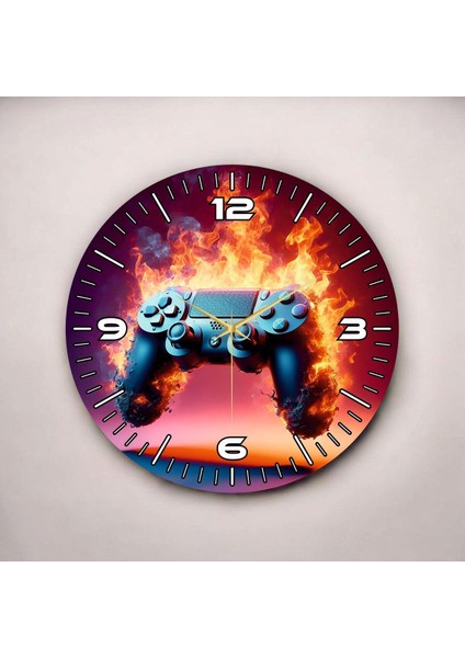 Renkli Baskı Oyun Konsolu Desenli Sayılı Hediyelik Ahşap Sessiz Duvar Saati 45CM fiyatları