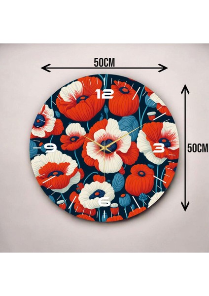 Renkli Baskı Yaprak Çiçek Desenli Sayılı Hediyelik Ahşap Sessiz Duvar Saati 45CM modelleri