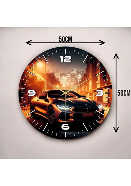 Renkli Baskı Araba Desenli Sayılı Hediyelik Ahşap Sessiz Duvar Saati 50CM modelleri