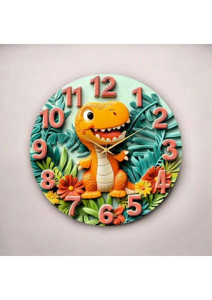 Çocuk Odası Hayvan Renkli Baskı Desenli Sayılı Hediyelik Ahşap Sessiz Duvar Saati 45CM fiyatları