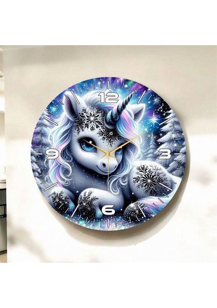 Renkli Baskı Çocuk Desenli Sayılı Hediyelik Ahşap Sessiz Duvar Saati 45CM