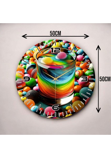 Renkli Baskı Desenli Sayılı Hediyelik Ahşap Sessiz Duvar Saati 50CM modelleri