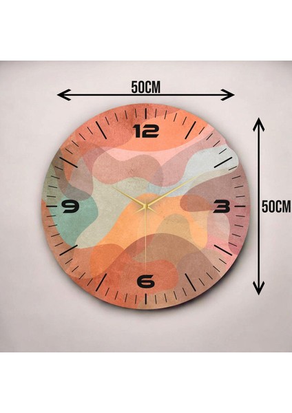 Renkli Baskı Desenli Sayılı Hediyelik Ahşap Sessiz Duvar Saati 45CM modelleri